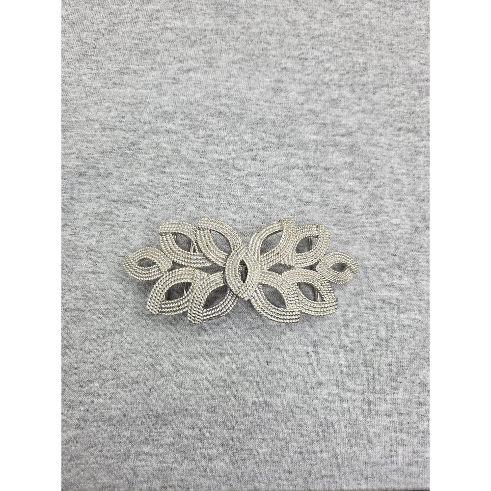 Vintage Womens 1984 Interlocking Silver Ruby Two Piece Clasp Belt Buckle